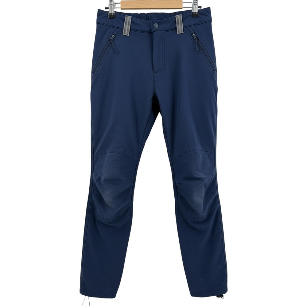 Columbia Mens Softshell Hiking Pants Navy Blue Fleece Lined EM0054 30x32